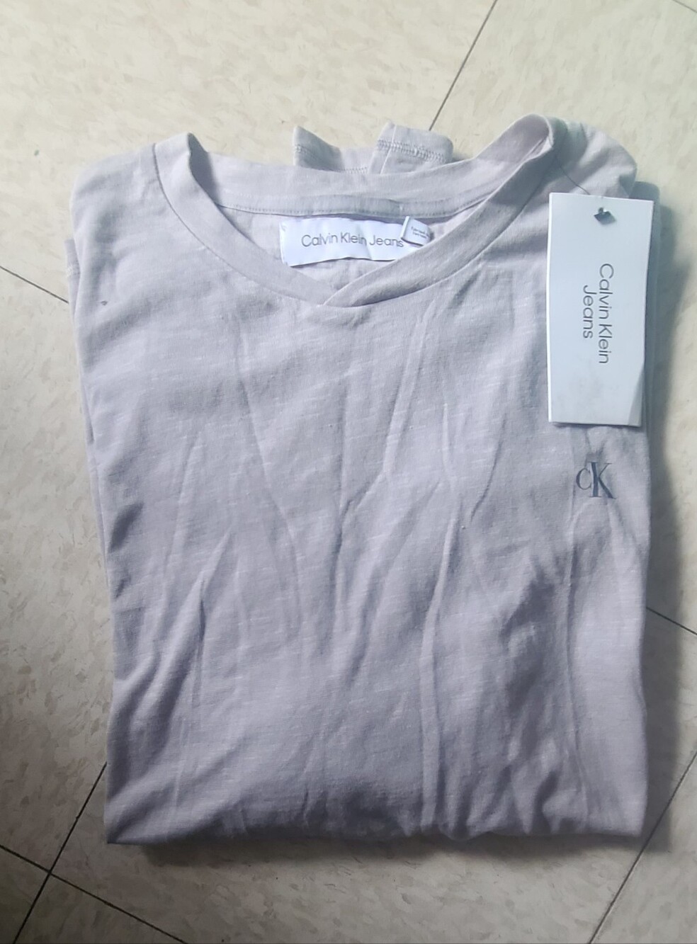 Calvin Klein Jeans Pale Gray Crew Neck Tee